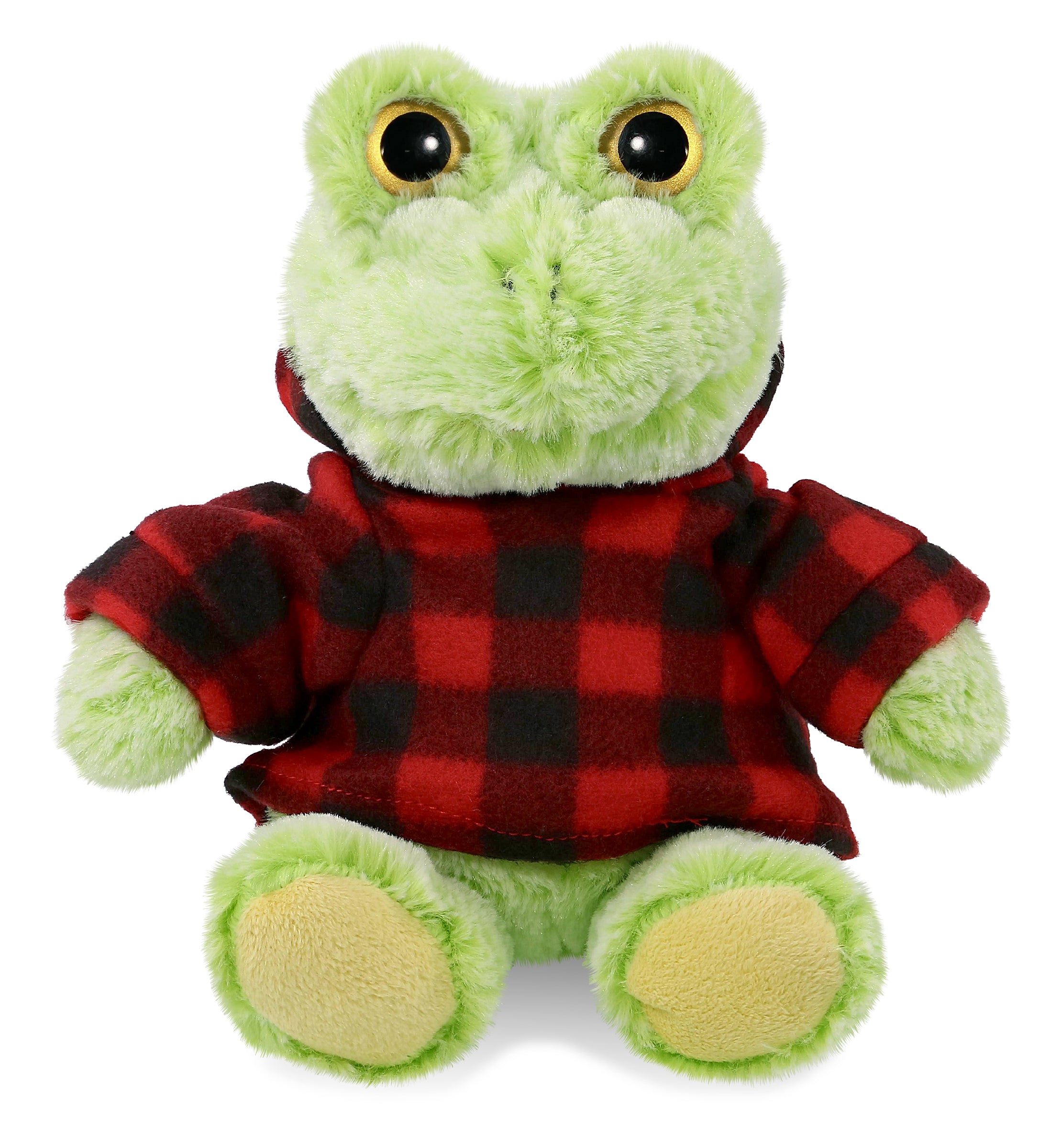 PLUSH RED PLAID HOODIE - SUPER-SOFT PLUSH - SITTING FROG