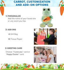 DolliBu Happy Easter Super Soft Plush Sitting Frog with Carrot Plush - 9 Inches