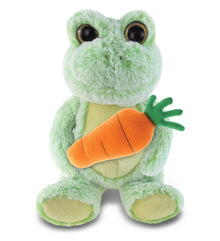 DolliBu Happy Easter Super Soft Plush Sitting Frog with Carrot Plush - 9 Inches