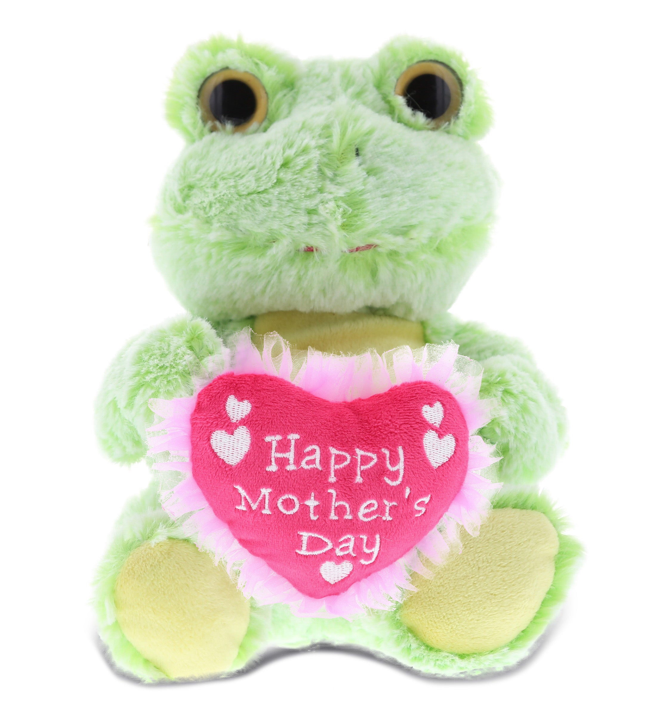 PLUSH MOTHERS DAY HEART - SUPER-SOFT PLUSH - SITTING FROG