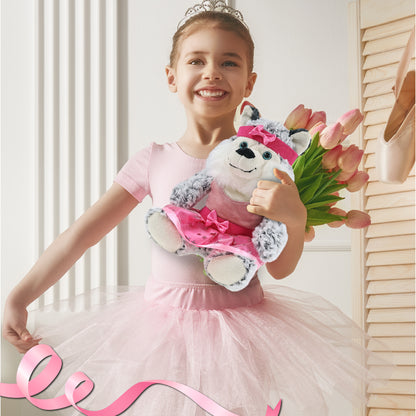 SUPER-SOFT PLUSH - SITTING HUSKY WITH BALLERINA DRESS UP