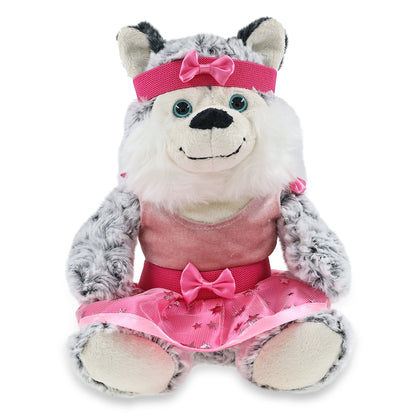 SUPER-SOFT PLUSH - SITTING HUSKY WITH BALLERINA DRESS UP