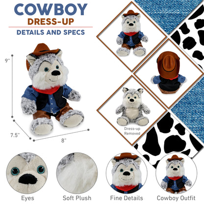 SUPER-SOFT PLUSH - SITTING HUSKY With COWBOY Dress Up
