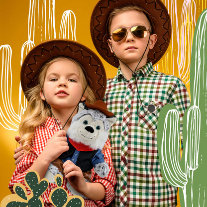 SUPER-SOFT PLUSH - SITTING HUSKY With COWBOY Dress Up