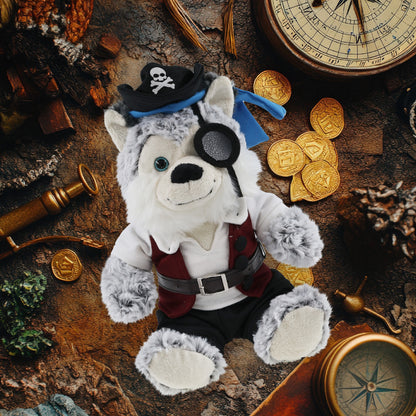 SUPER-SOFT PLUSH - SITTING HUSKY PIRATE DRESS UP