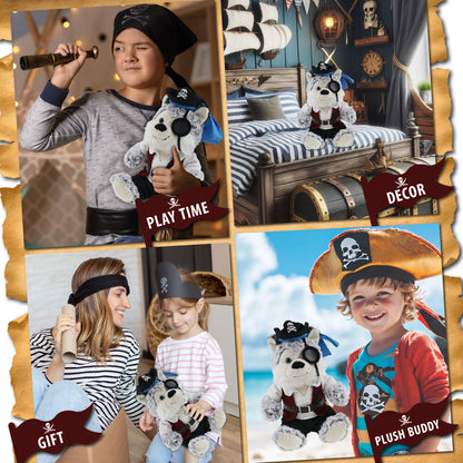 SUPER-SOFT PLUSH - SITTING HUSKY PIRATE DRESS UP