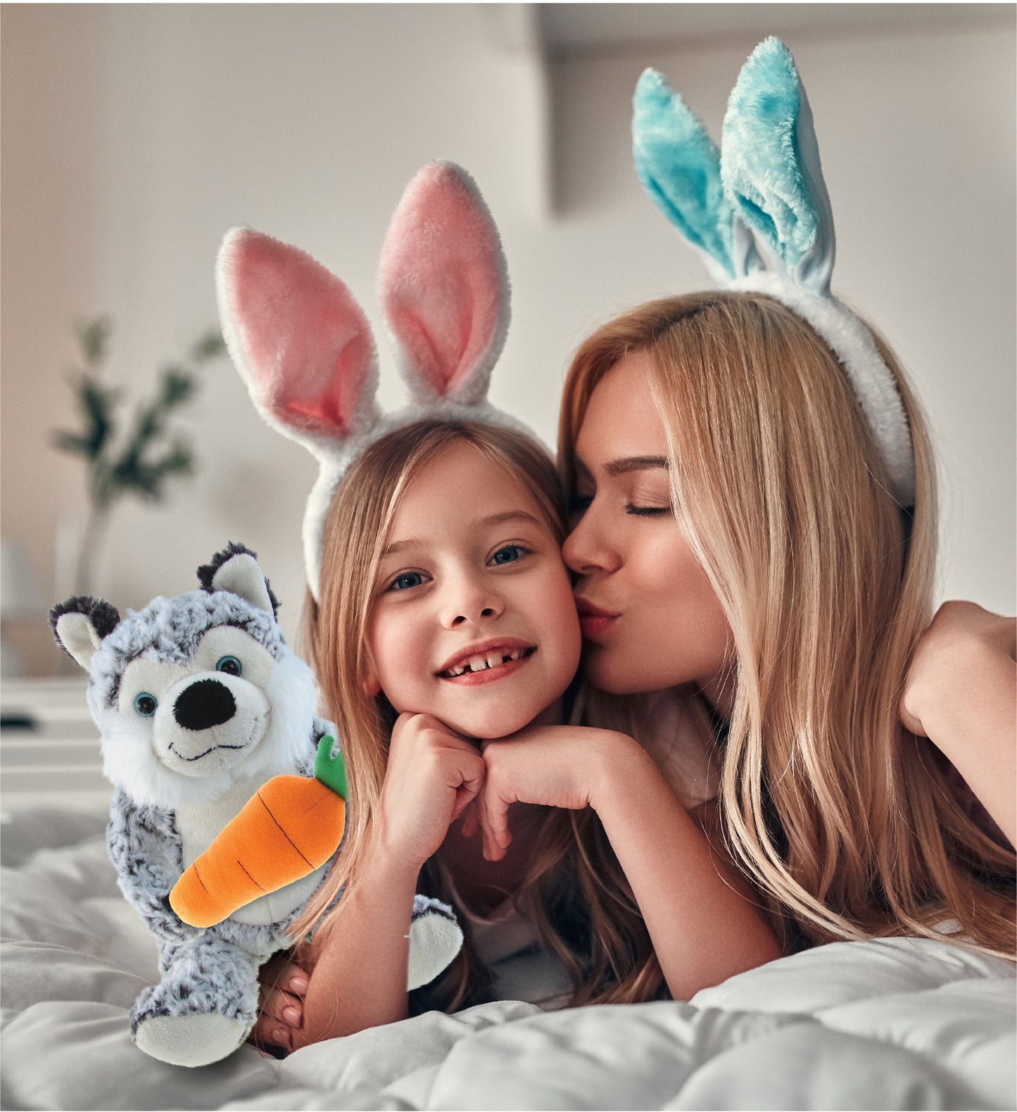 DolliBu Happy Easter Super Soft Plush Sitting Husky with Carrot Plush - 9 Inch