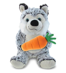 DolliBu Happy Easter Super Soft Plush Sitting Husky with Carrot Plush - 9 Inch