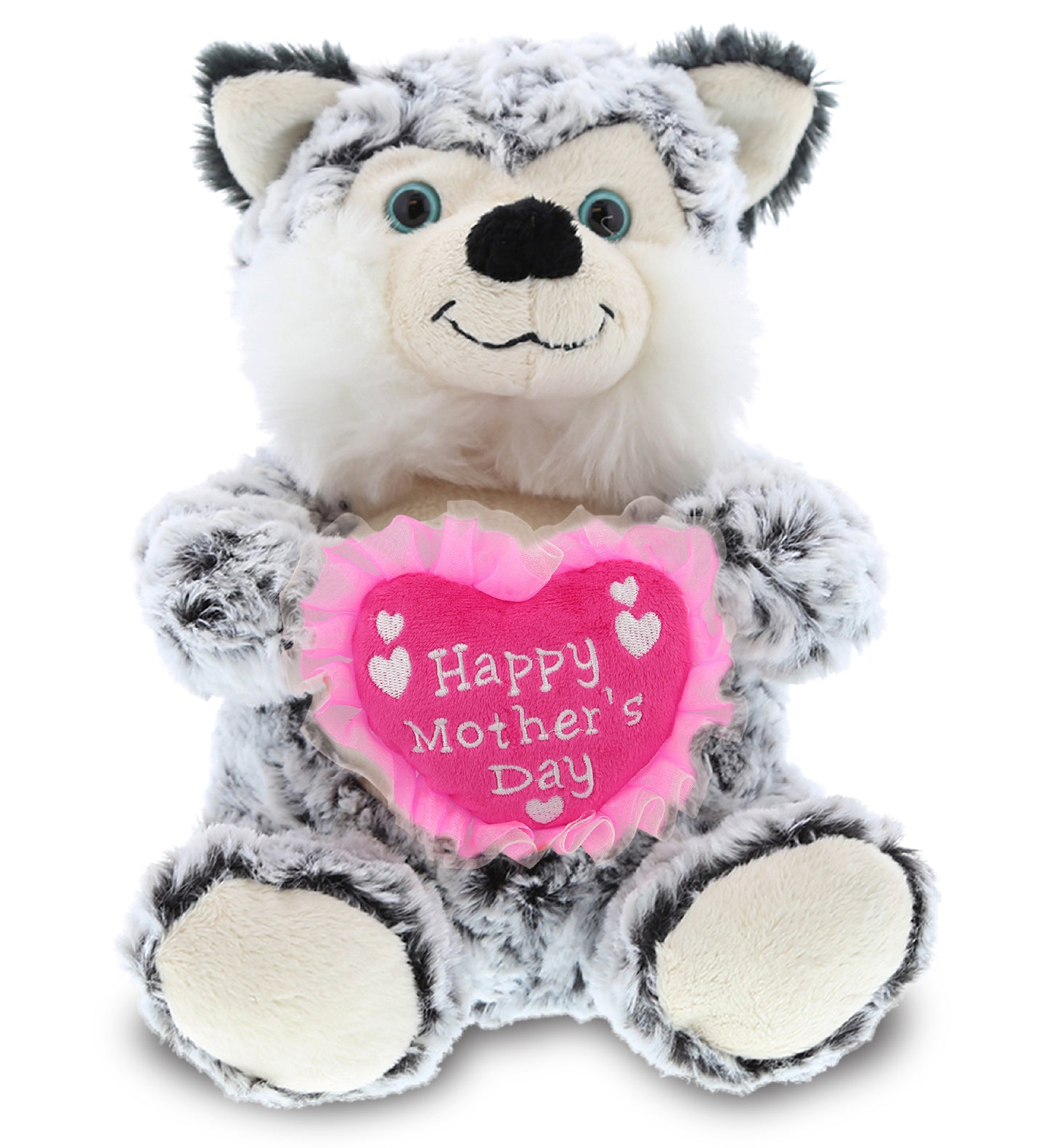 PLUSH MOTHERS DAY HEART - SUPER-SOFT PLUSH - SITTING HUSKY
