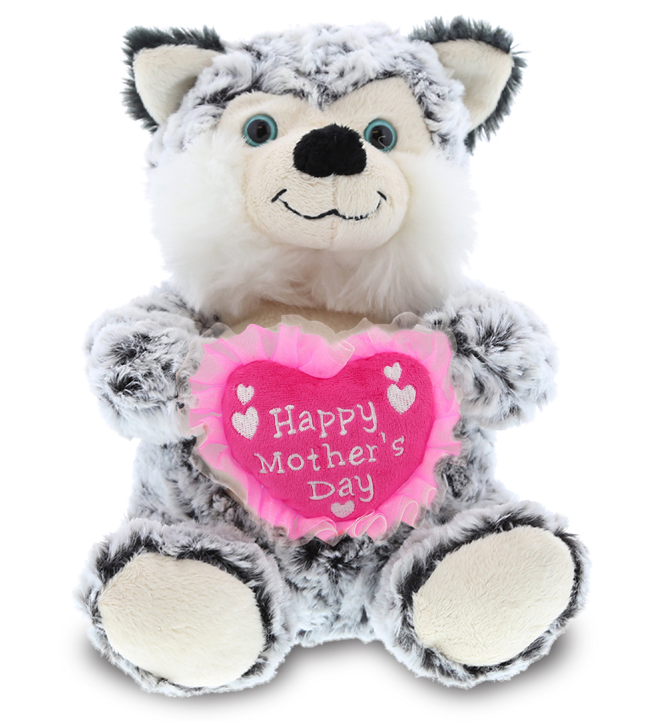 PLUSH MOTHERS DAY HEART - SUPER-SOFT PLUSH - SITTING HUSKY