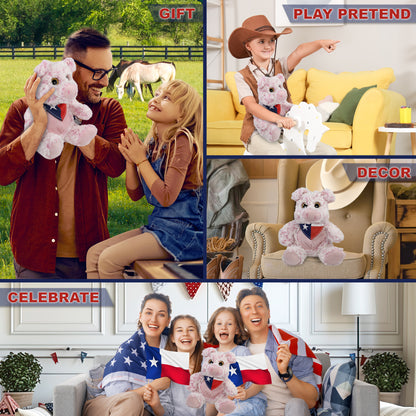 SUPER-SOFT PLUSH - SITTING PIG WITH TEXAS FLAG BANDANA