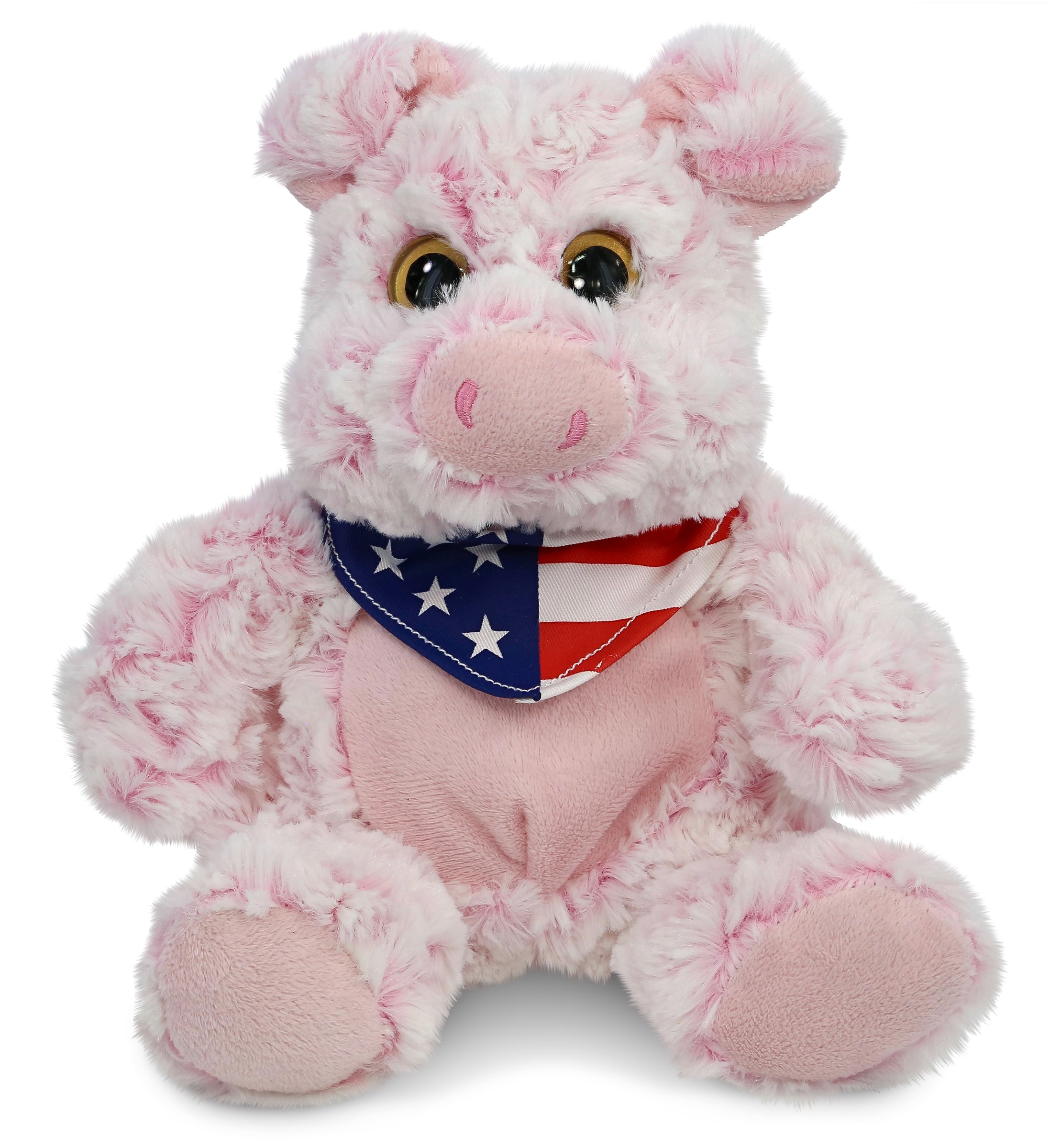 SUPER-SOFT PLUSH - SITTING PIG WITH USA FLAG BANDANA