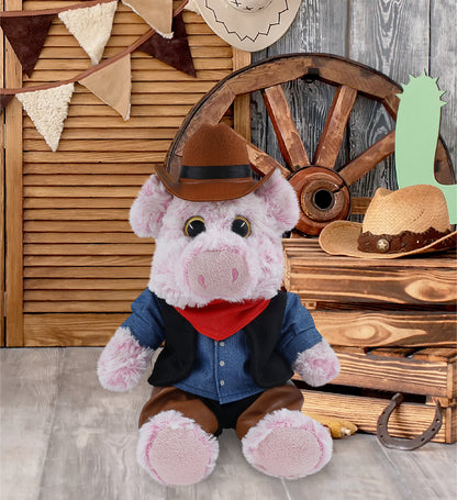 SUPER-SOFT PLUSH - SITTING PIG COWBOY DRESS UP