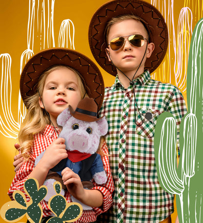 SUPER-SOFT PLUSH - SITTING PIG COWBOY DRESS UP