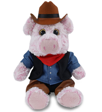 SUPER-SOFT PLUSH - SITTING PIG COWBOY DRESS UP