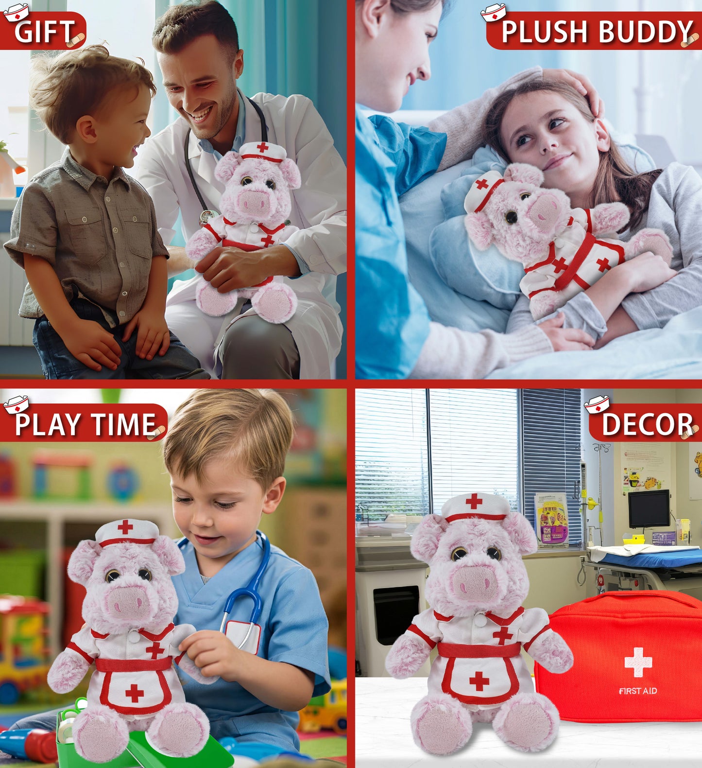 SUPER-SOFT PLUSH - SITTING PIG NURSE DRESS UP