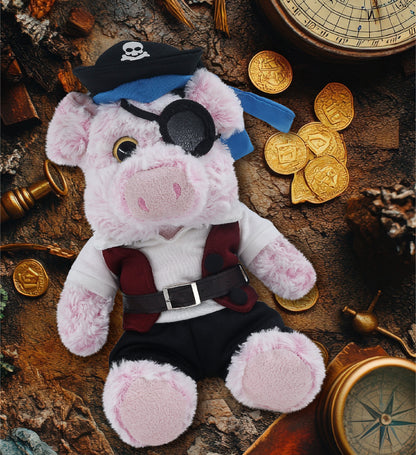 SUPER-SOFT PLUSH - SITTING PIG WITH PIRATE DRESS UP