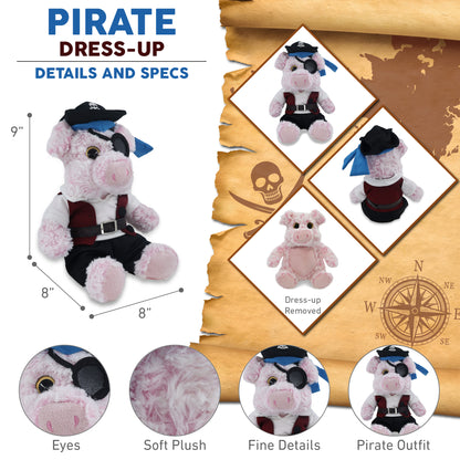 SUPER-SOFT PLUSH - SITTING PIG WITH PIRATE DRESS UP