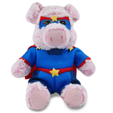 SUPER-SOFT PLUSH - SITTING PIG WITH SUPER HERO DRESS UP