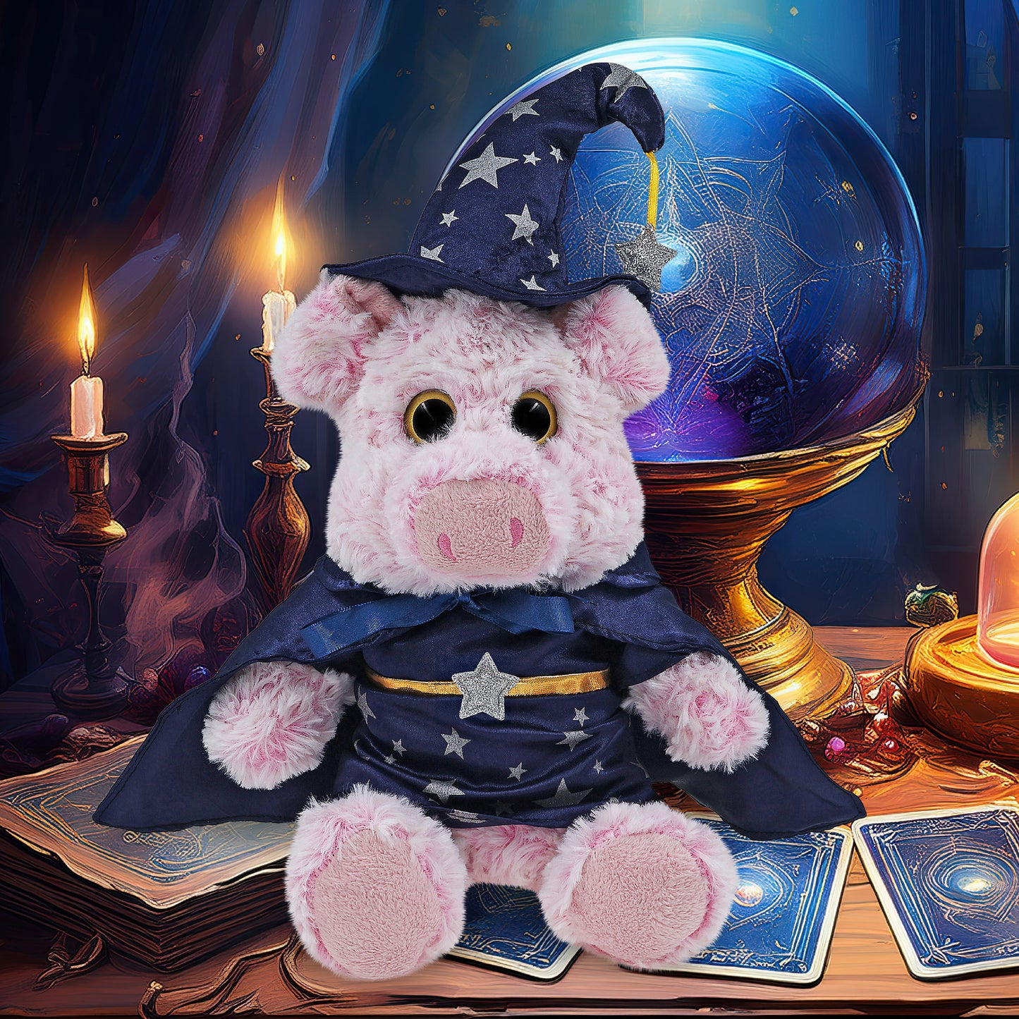 SUPER-SOFT PLUSH - SITTING PIG WITH WIZARD DRESS UP