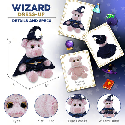 SUPER-SOFT PLUSH - SITTING PIG WITH WIZARD DRESS UP