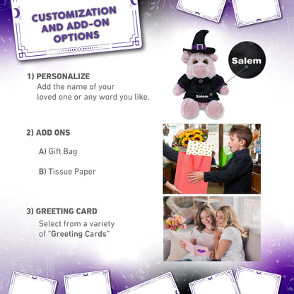 SUPER-SOFT PLUSH - SITTING PIG WITH WITCH DRESS UP