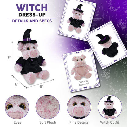 SUPER-SOFT PLUSH - SITTING PIG WITH WITCH DRESS UP