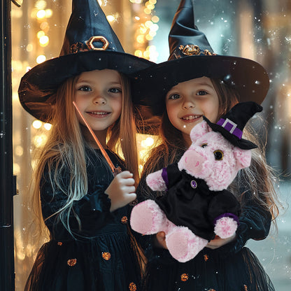 SUPER-SOFT PLUSH - SITTING PIG WITH WITCH DRESS UP