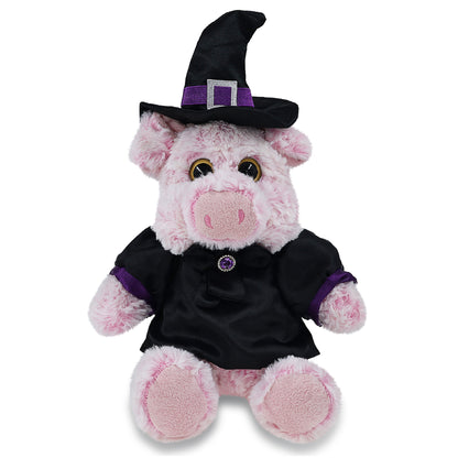 SUPER-SOFT PLUSH - SITTING PIG WITH WITCH DRESS UP