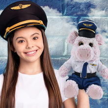 SUPER-SOFT PLUSH - SITTING PIG WITH PILOT DRESS UP