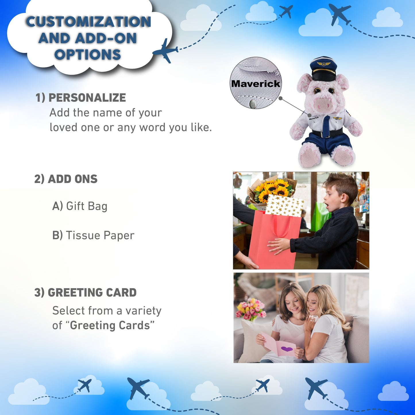 SUPER-SOFT PLUSH - SITTING PIG WITH PILOT DRESS UP