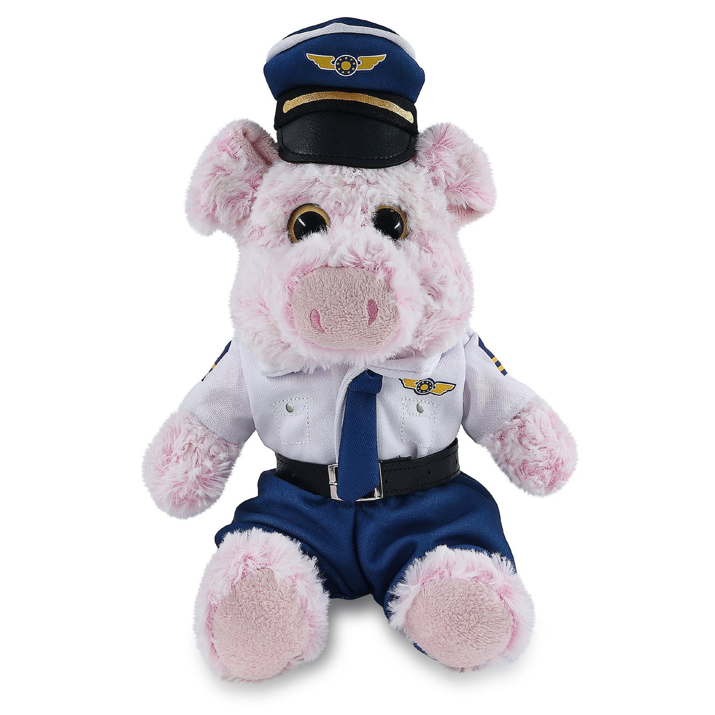 SUPER-SOFT PLUSH - SITTING PIG WITH PILOT DRESS UP