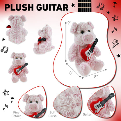SUPER-SOFT PLUSH - SITTING PIG WITH GUITAR ADD ON