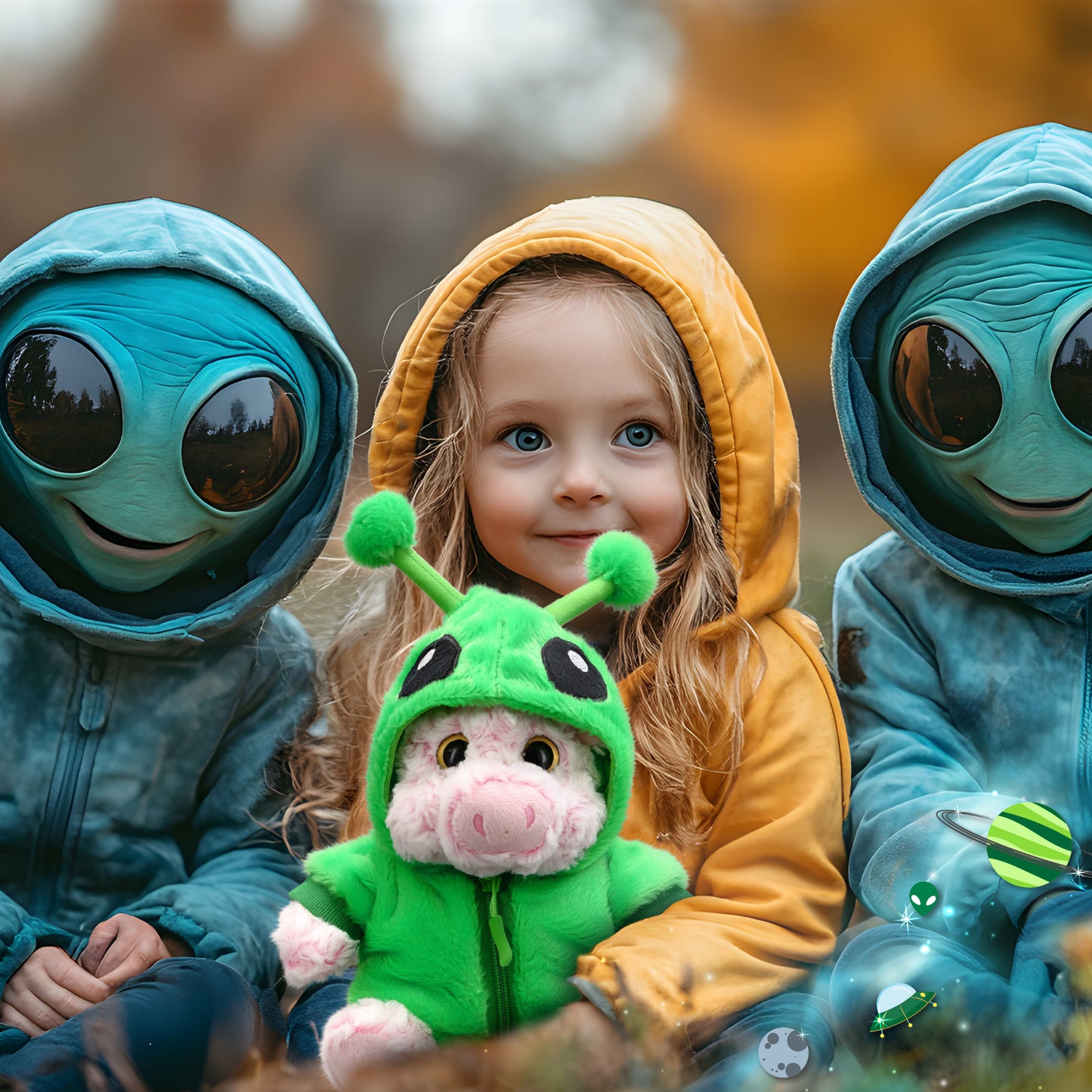 SUPER-SOFT PLUSH - SITTING PIG WITH ALIEN SWEATER