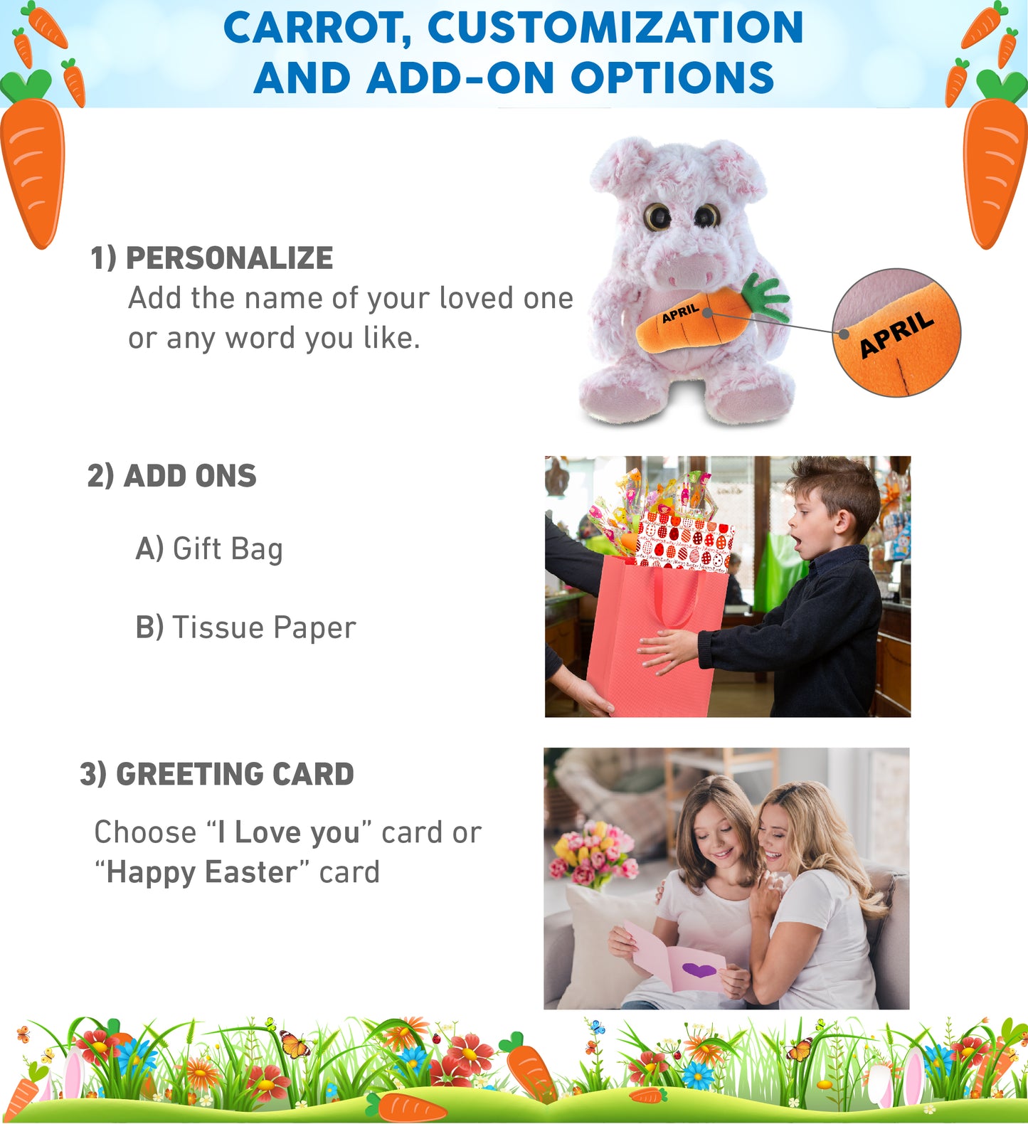 DolliBu Happy Easter Super Soft Plush Sitting Pig with Carrot Plush - 9 Inches