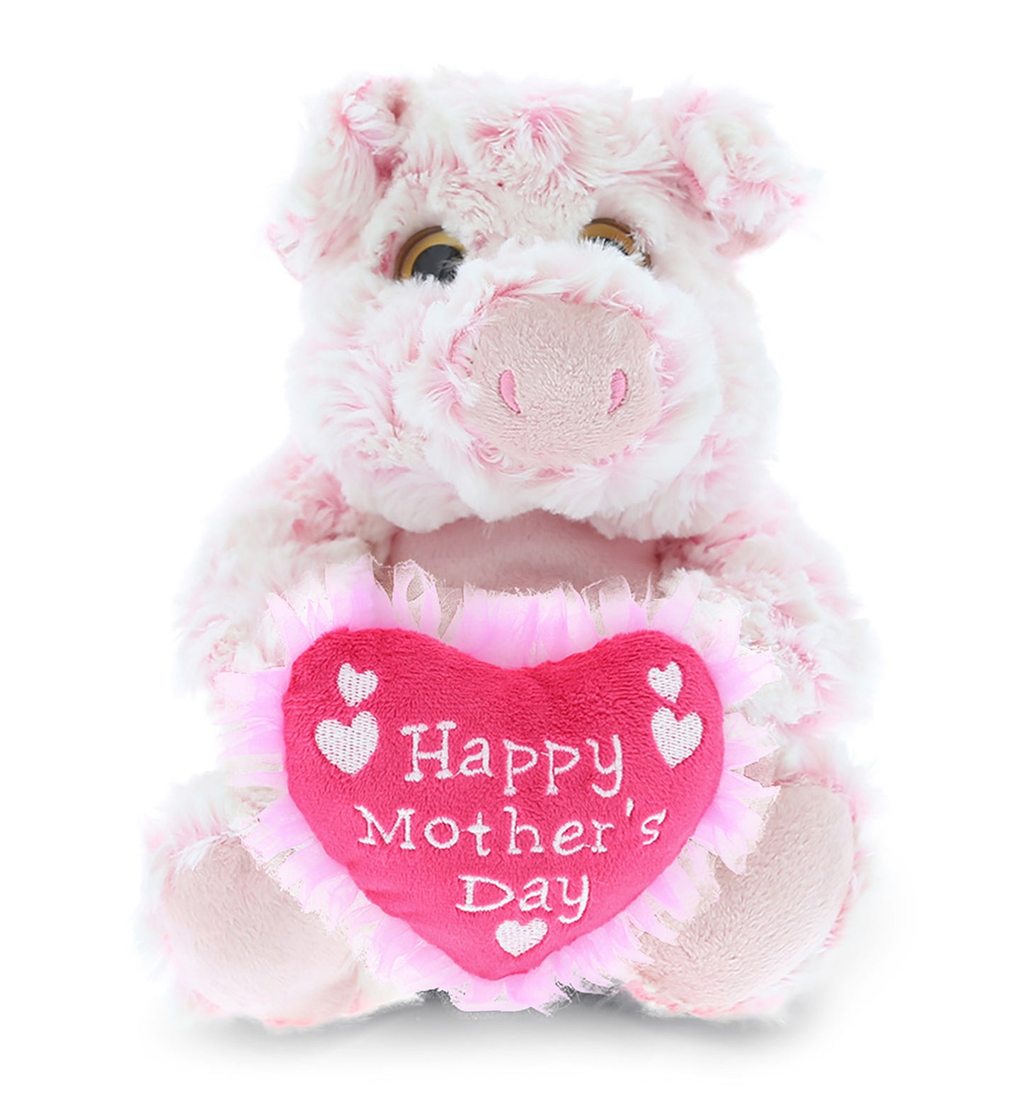 PLUSH MOTHERS DAY HEART - SUPER-SOFT PLUSH - SITTING PIG