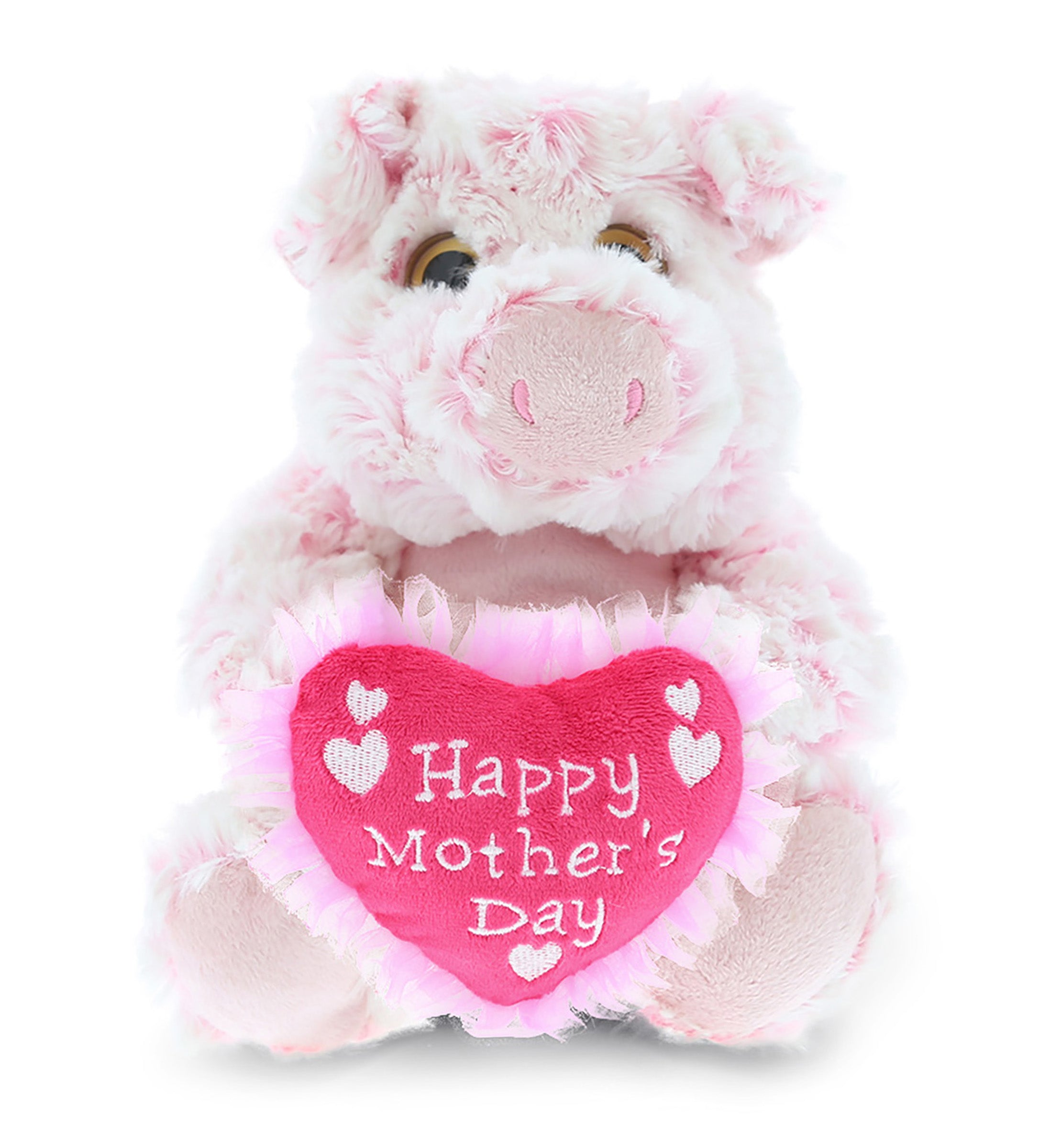 PLUSH MOTHERS DAY HEART - SUPER-SOFT PLUSH - SITTING PIG