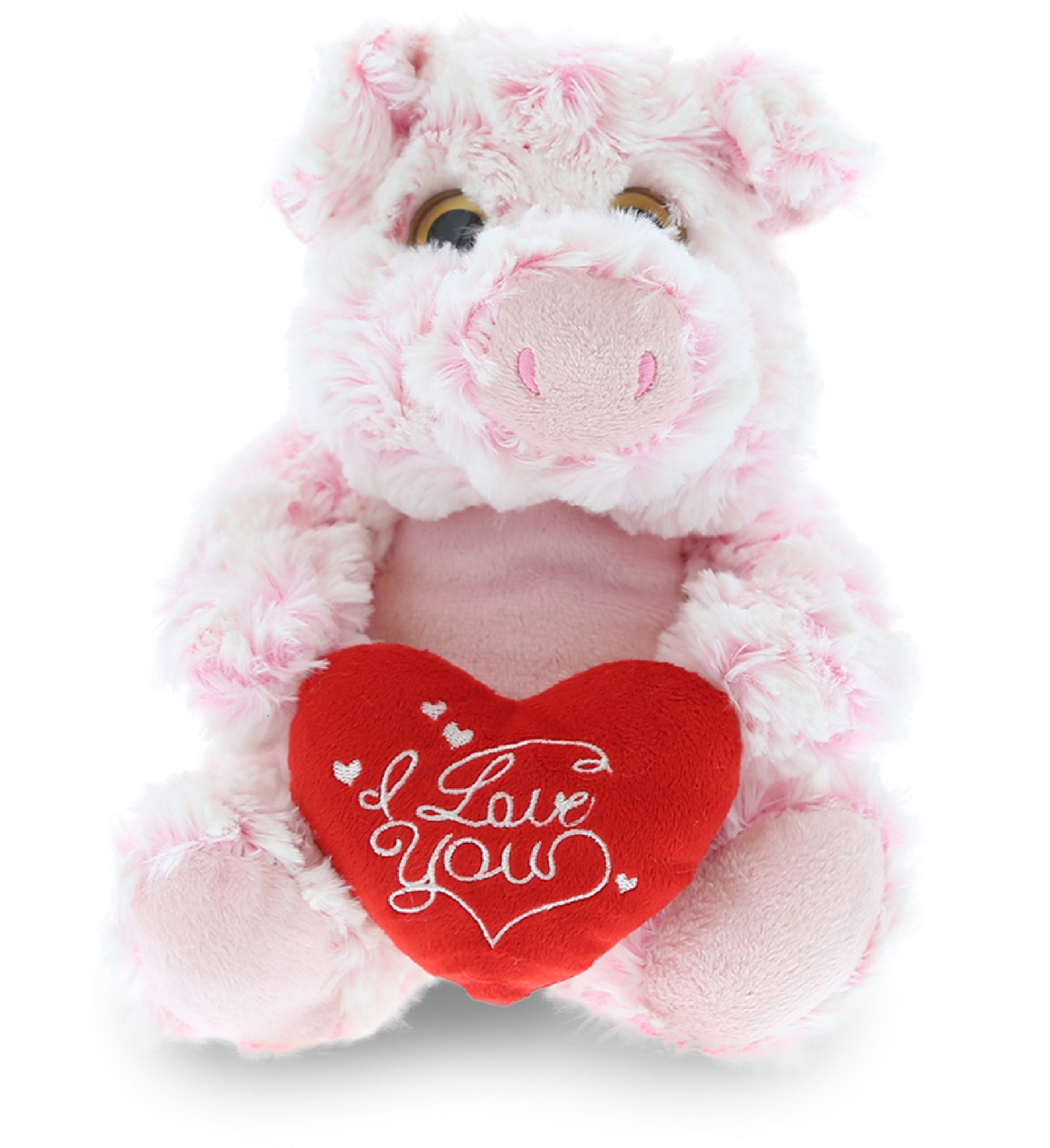 PLUSH I LOVE YOU RED HEART - SUPER-SOFT PLUSH - SITTING PIG
