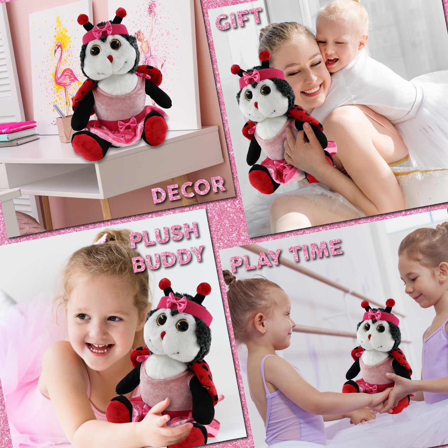 SUPER-SOFT PLUSH - SITTING LADYBUG WITH BALLERINA DRESS UP