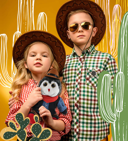 SUPER-SOFT PLUSH - SITTING LADYBUG With COWBOY Dress Up