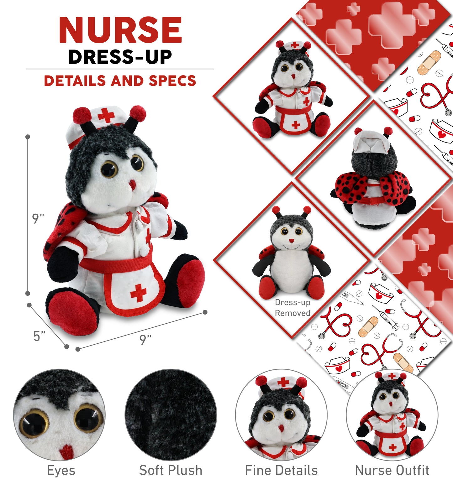 SUPER-SOFT PLUSH - SITTING LADYBUG NURSE