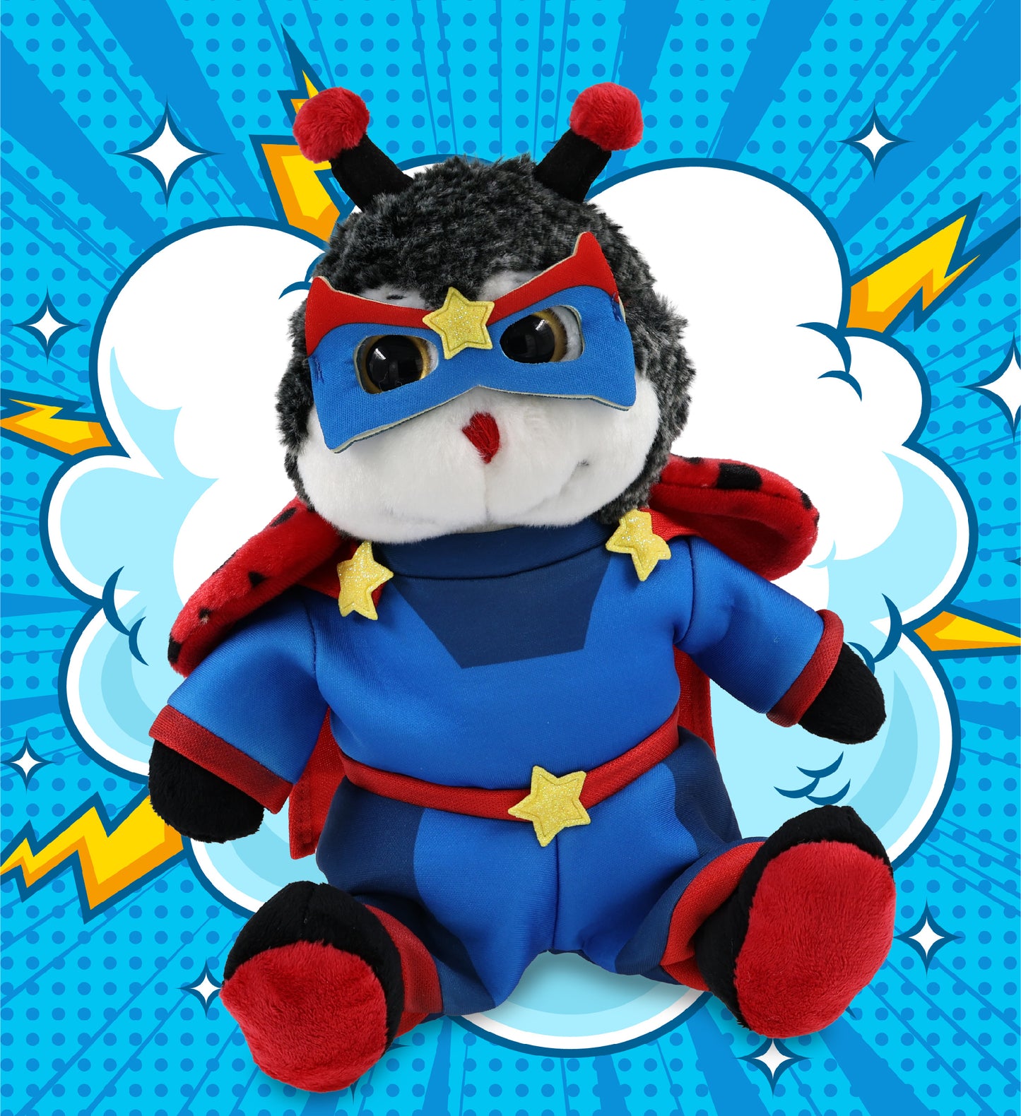 SUPER-SOFT PLUSH - SITTING LADYBUG With SUPER HERO Dress Up
