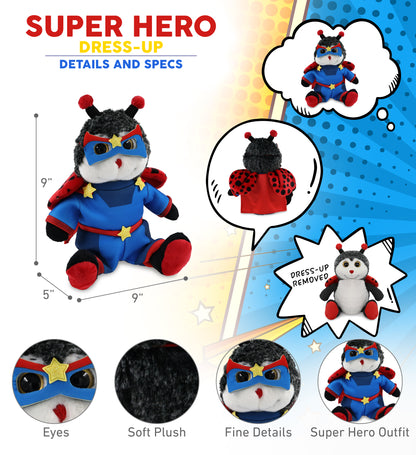 SUPER-SOFT PLUSH - SITTING LADYBUG With SUPER HERO Dress Up