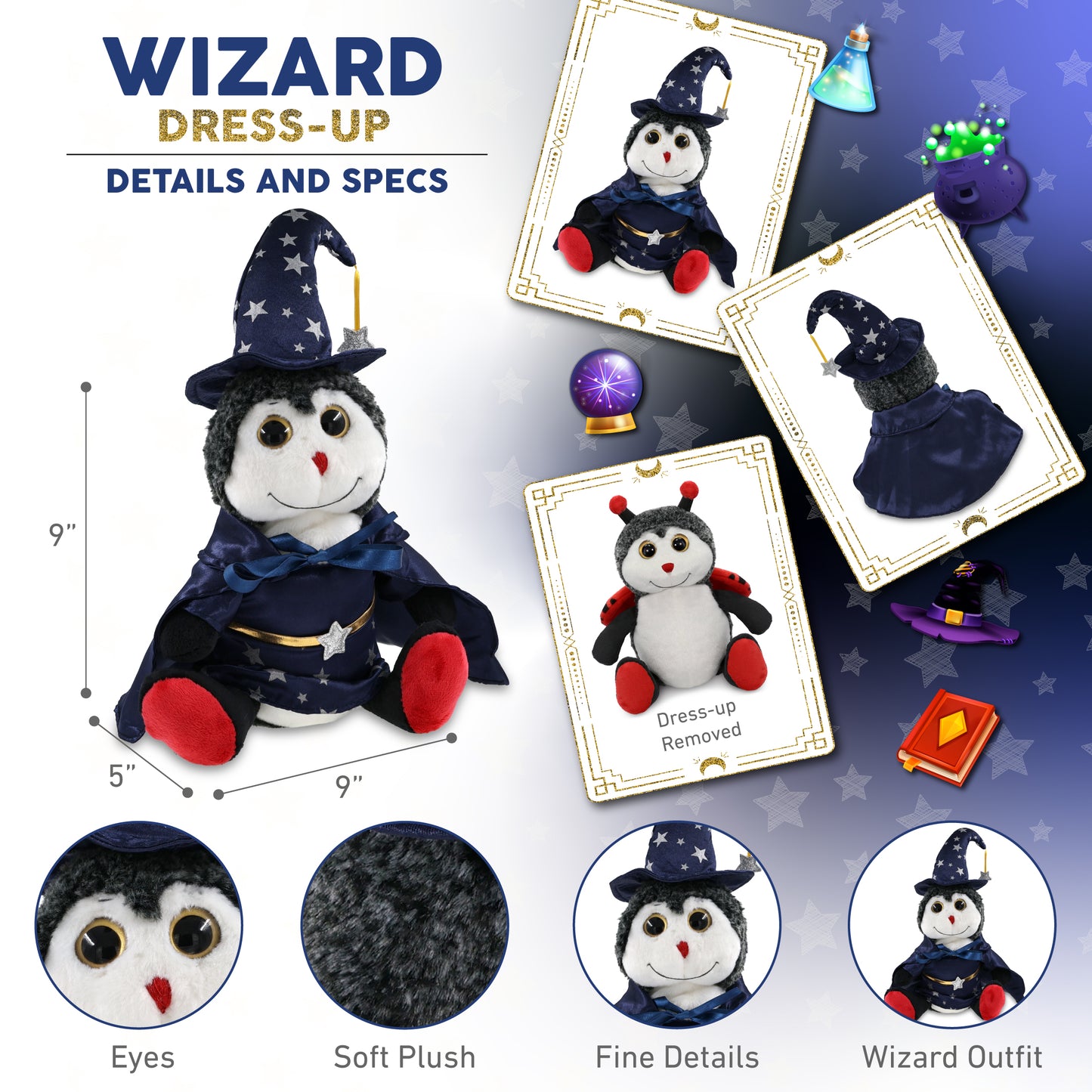 SUPER-SOFT PLUSH - SITTING LADYBUG WIZARD