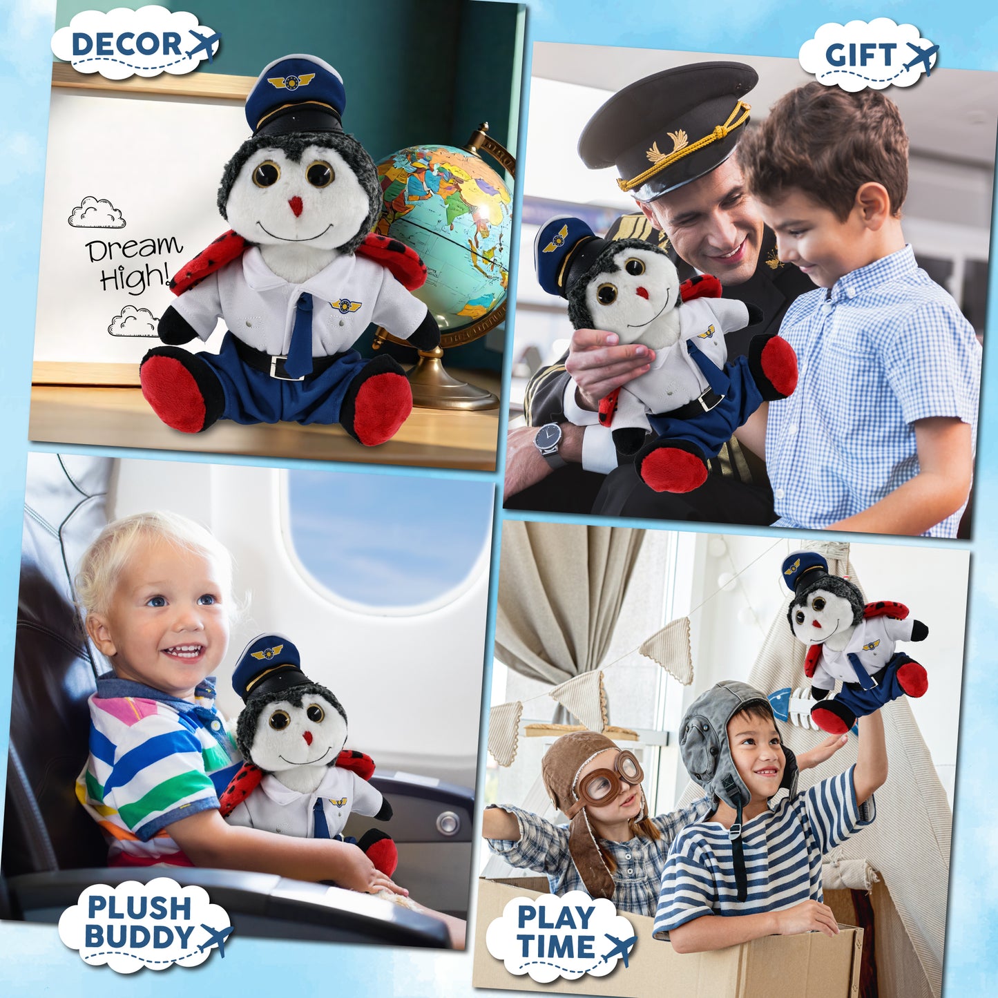 SUPER-SOFT PLUSH - SITTING LADYBUG PILOT DRESS UP