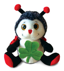 DolliBu Sitting Ladybug Stuffed Animal with Green Plush Shamrock - 9 Inches