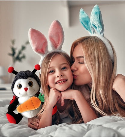 DolliBu Happy Easter Soft Plush Sitting Ladybug with Carrot Plush - 9 Inches