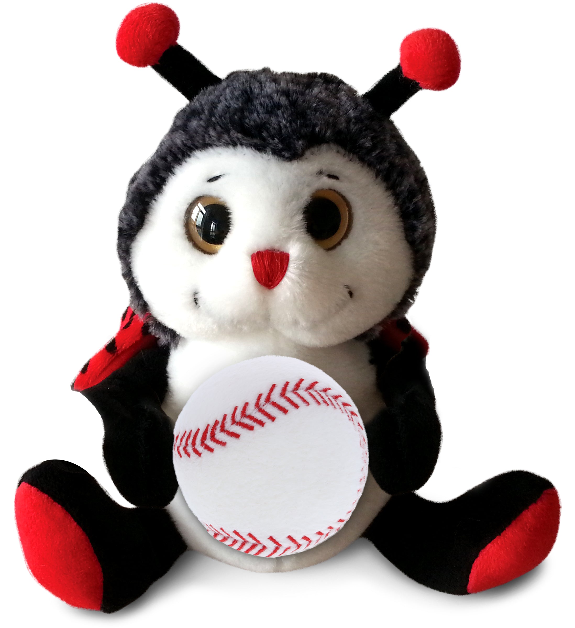 PLUSH BASEBALL - SUPER-SOFT PLUSH - SITTING LADYBUG