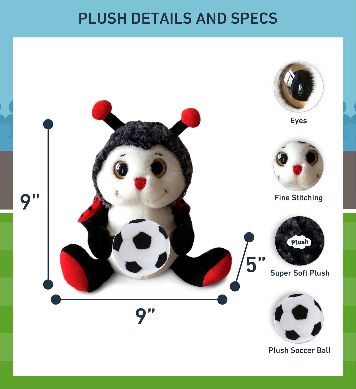 SUPER-SOFT PLUSH - SITTING LADYBUG