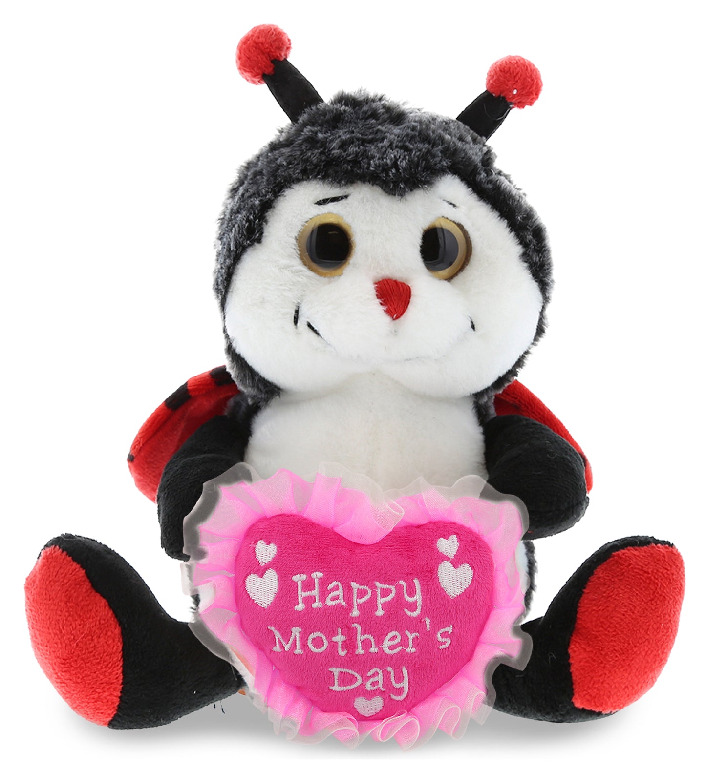 PLUSH MOTHERS DAY HEART - SUPER-SOFT PLUSH - SITTING LADYBUG